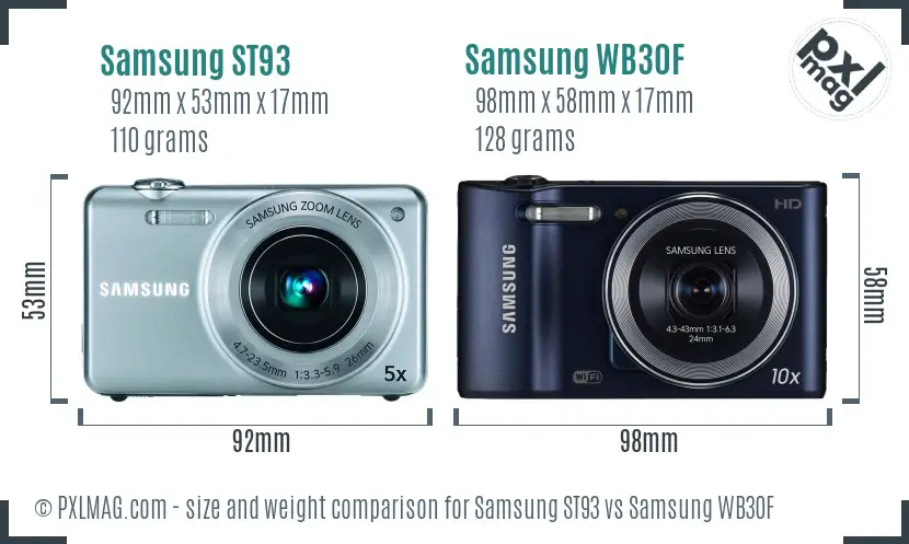 Samsung ST93 vs Samsung WB30F size comparison