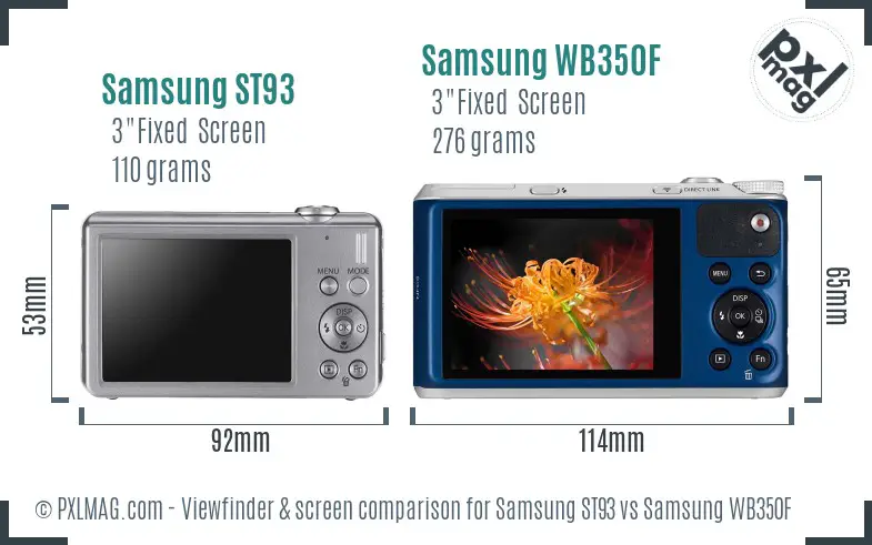 Samsung ST93 vs Samsung WB350F Screen and Viewfinder comparison
