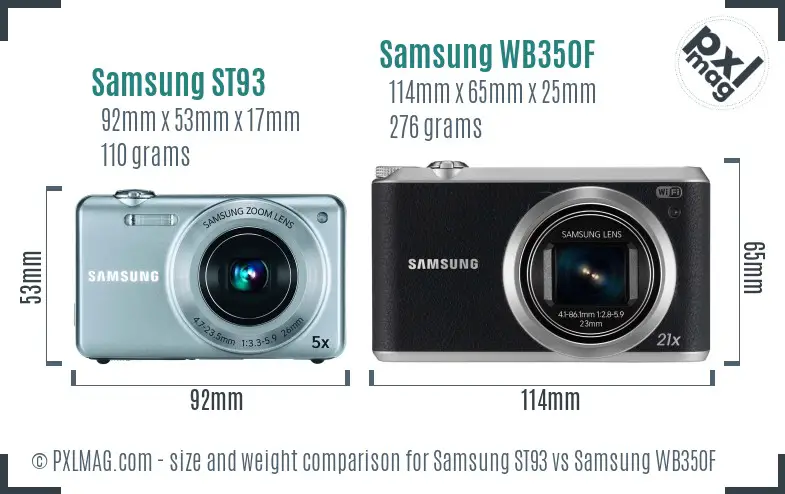 Samsung ST93 vs Samsung WB350F size comparison