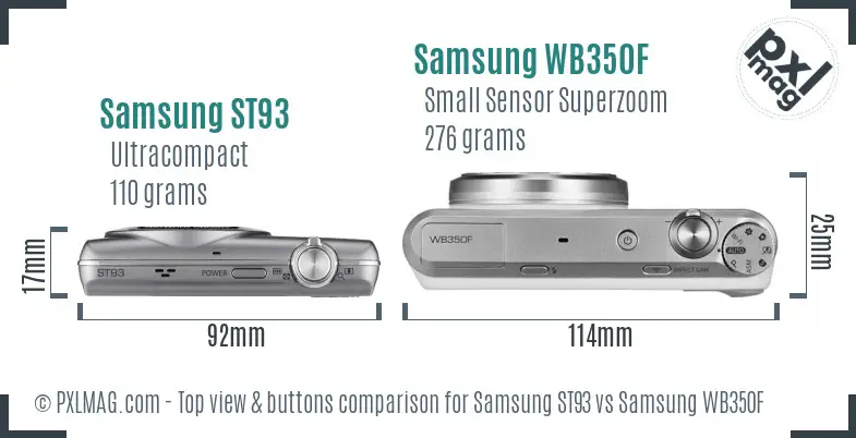 Samsung ST93 vs Samsung WB350F top view buttons comparison