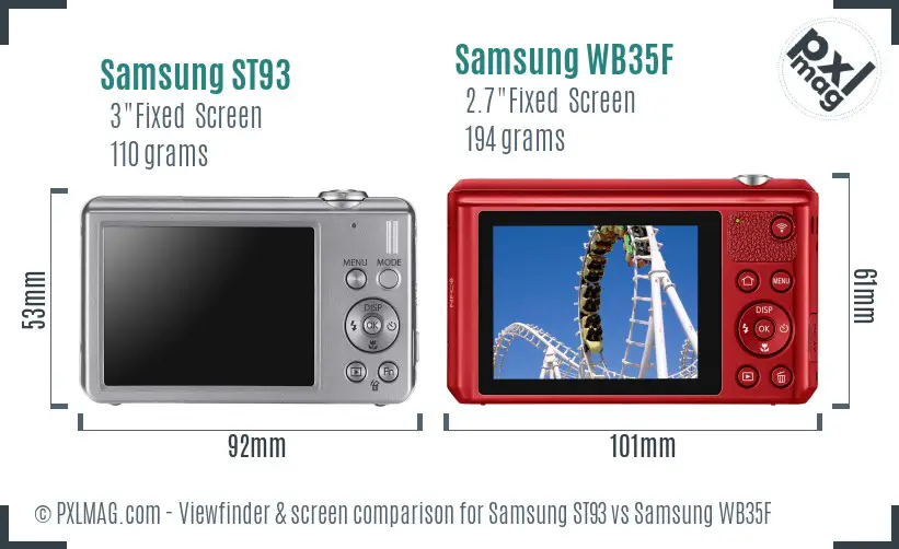 Samsung ST93 vs Samsung WB35F Screen and Viewfinder comparison