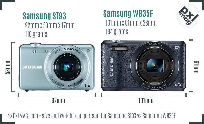 Samsung ST93 vs Samsung WB35F size comparison