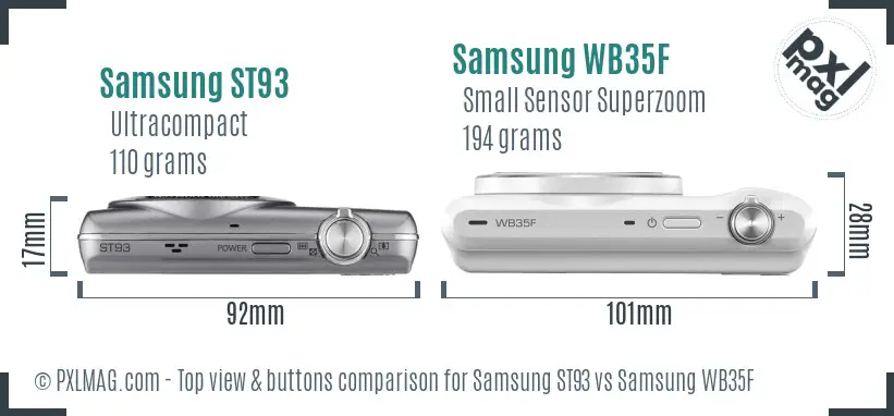 Samsung ST93 vs Samsung WB35F top view buttons comparison