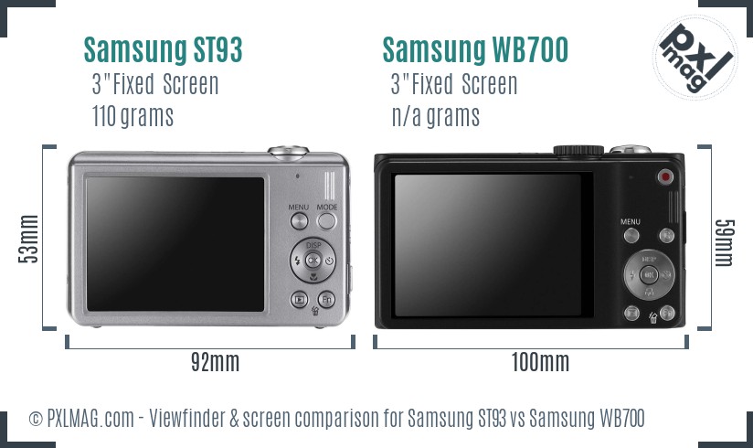 Samsung ST93 vs Samsung WB700 Screen and Viewfinder comparison