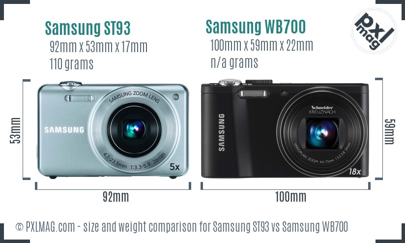 Samsung ST93 vs Samsung WB700 size comparison