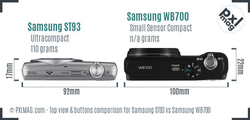 Samsung ST93 vs Samsung WB700 top view buttons comparison