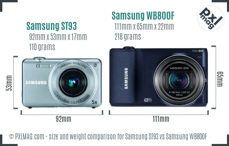 Samsung ST93 vs Samsung WB800F size comparison Samsung ST93 vs Samsung WB800F size comparison