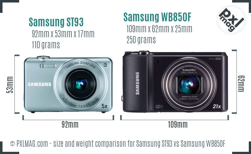 Samsung ST93 vs Samsung WB850F size comparison