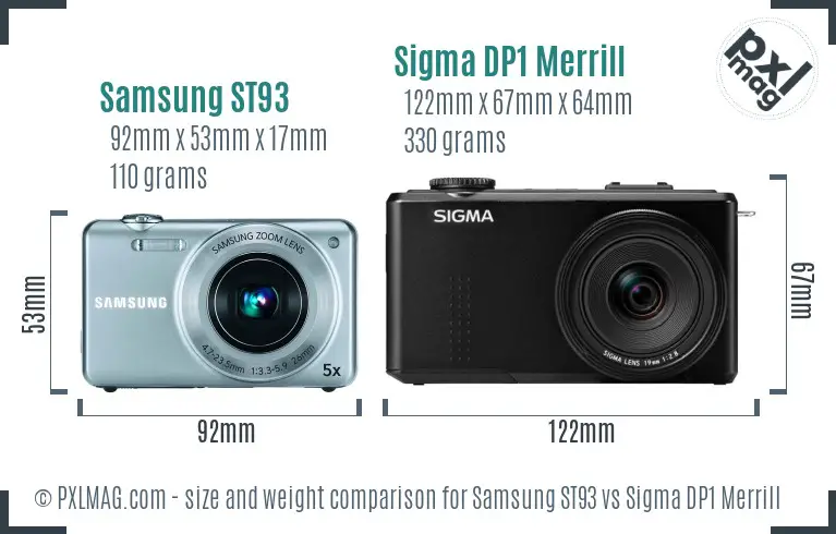 Samsung ST93 vs Sigma DP1 Merrill size comparison