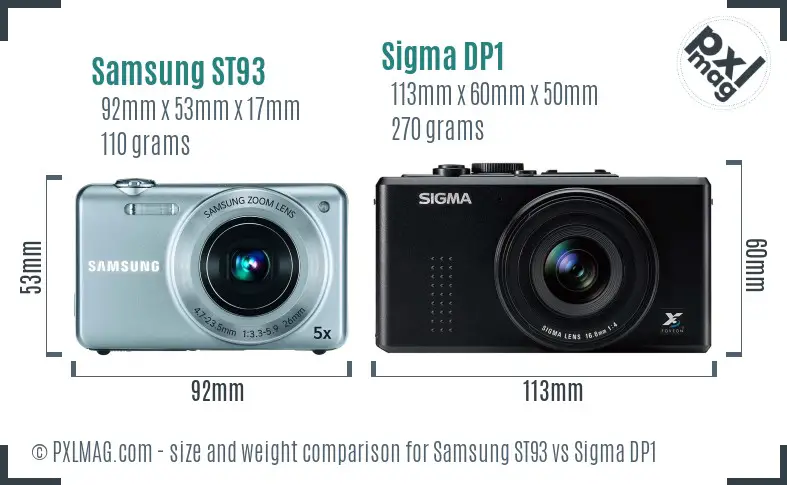 Samsung ST93 vs Sigma DP1 size comparison