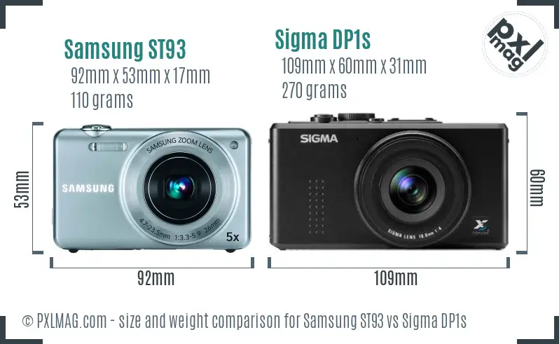 Samsung ST93 vs Sigma DP1s size comparison