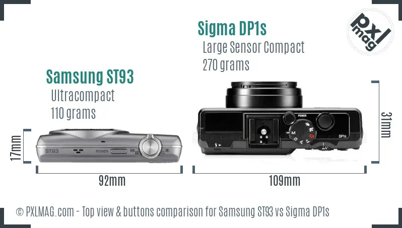 Samsung ST93 vs Sigma DP1s top view buttons comparison