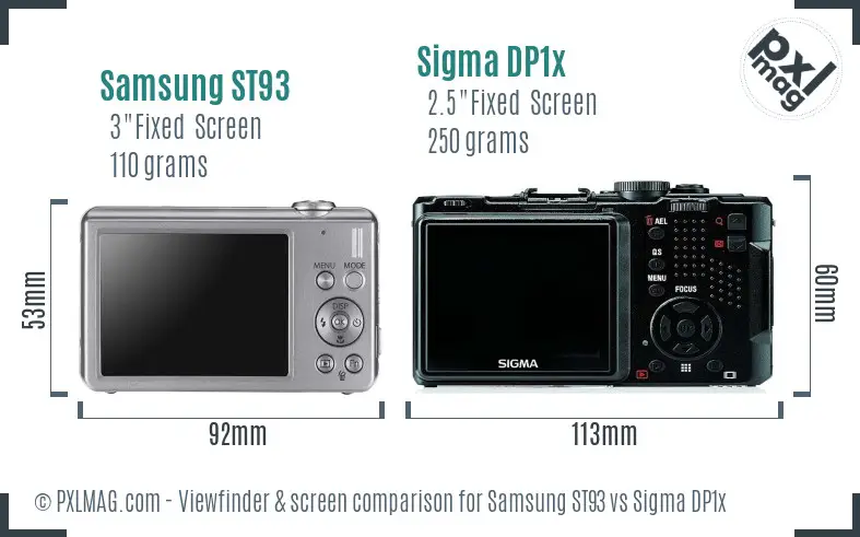 Samsung ST93 vs Sigma DP1x Screen and Viewfinder comparison