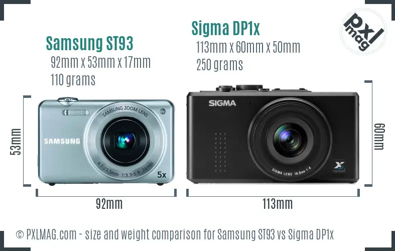 Samsung ST93 vs Sigma DP1x size comparison