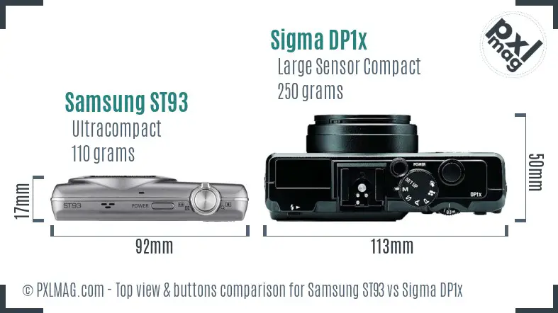 Samsung ST93 vs Sigma DP1x top view buttons comparison