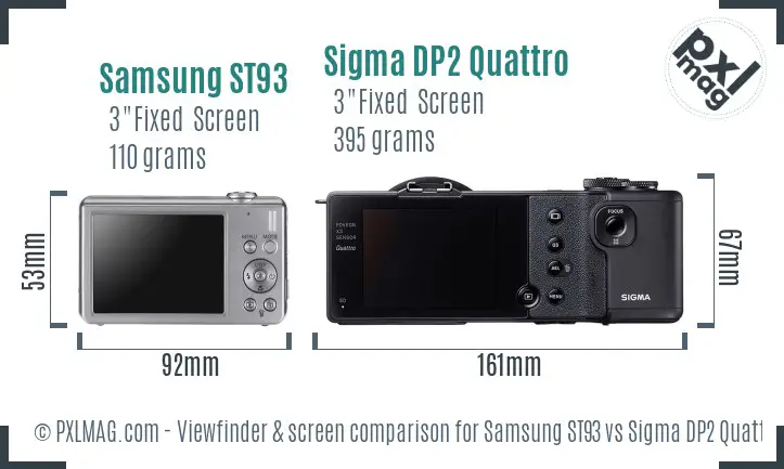 Samsung ST93 vs Sigma DP2 Quattro Screen and Viewfinder comparison