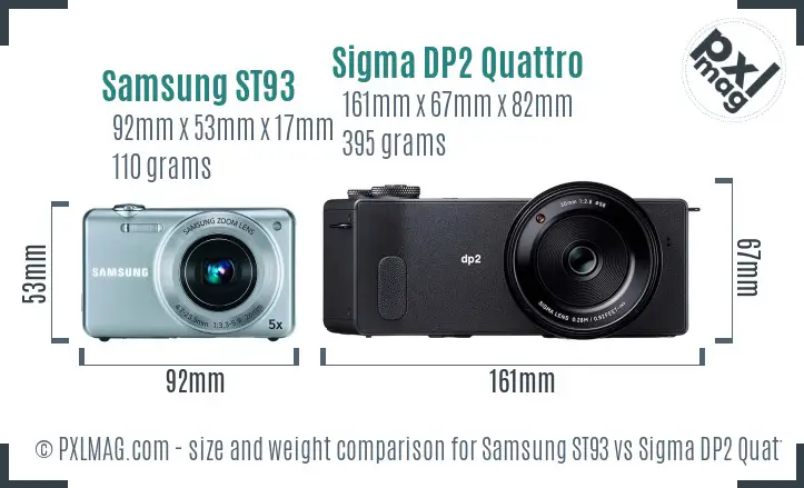 Samsung ST93 vs Sigma DP2 Quattro size comparison