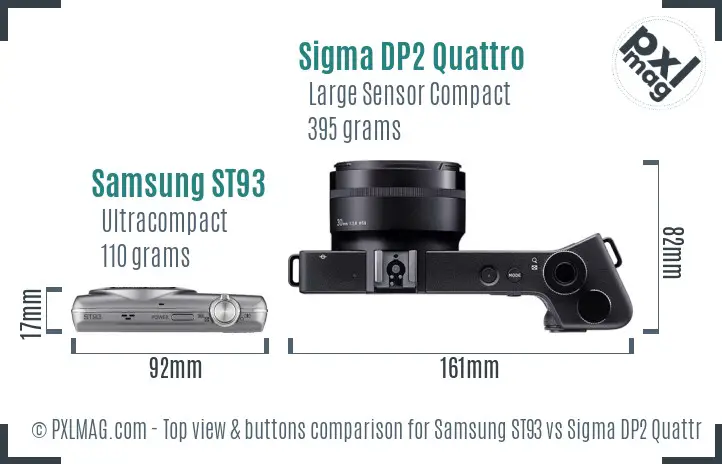 Samsung ST93 vs Sigma DP2 Quattro top view buttons comparison
