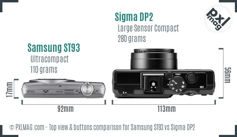 Samsung ST93 vs Sigma DP2 top view buttons comparison