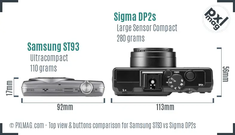 Samsung ST93 vs Sigma DP2s top view buttons comparison