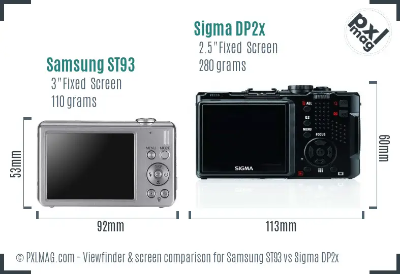 Samsung ST93 vs Sigma DP2x Screen and Viewfinder comparison Samsung ST93 vs Sigma DP2x Screen and Viewfinder comparison