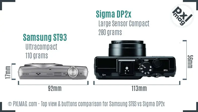 Samsung ST93 vs Sigma DP2x top view buttons comparison