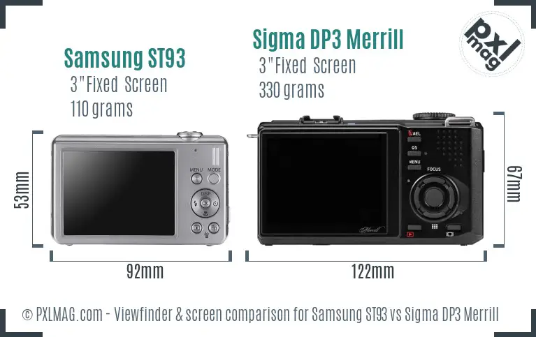 Samsung ST93 vs Sigma DP3 Merrill Screen and Viewfinder comparison Samsung ST93 vs Sigma DP3 Merrill Screen and Viewfinder comparison