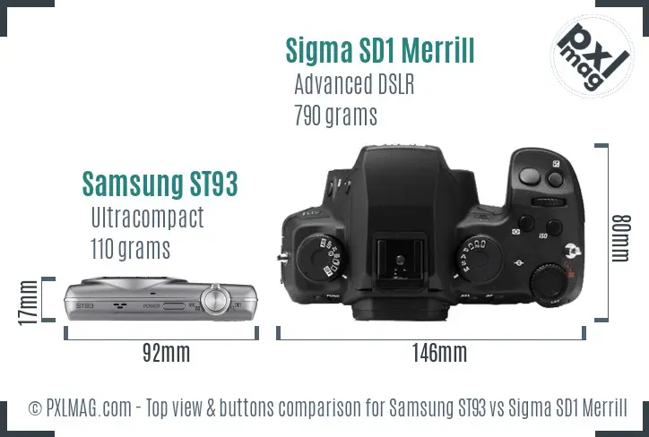 Samsung ST93 vs Sigma SD1 Merrill top view buttons comparison