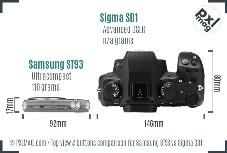 Samsung ST93 vs Sigma SD1 top view buttons comparison