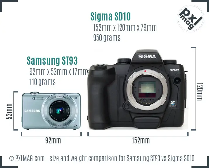 Samsung ST93 vs Sigma SD10 size comparison