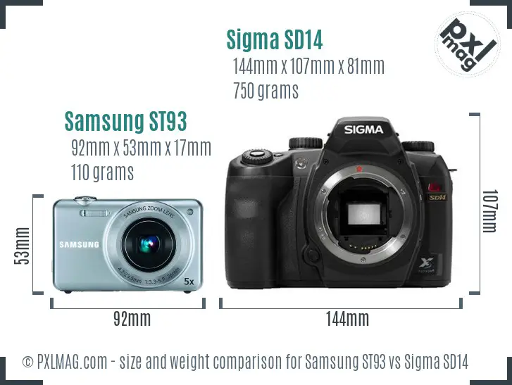 Samsung ST93 vs Sigma SD14 size comparison