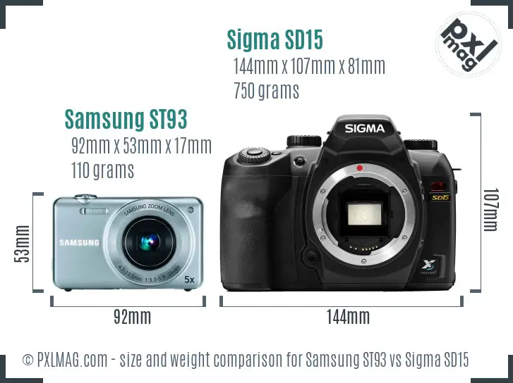 Samsung ST93 vs Sigma SD15 size comparison