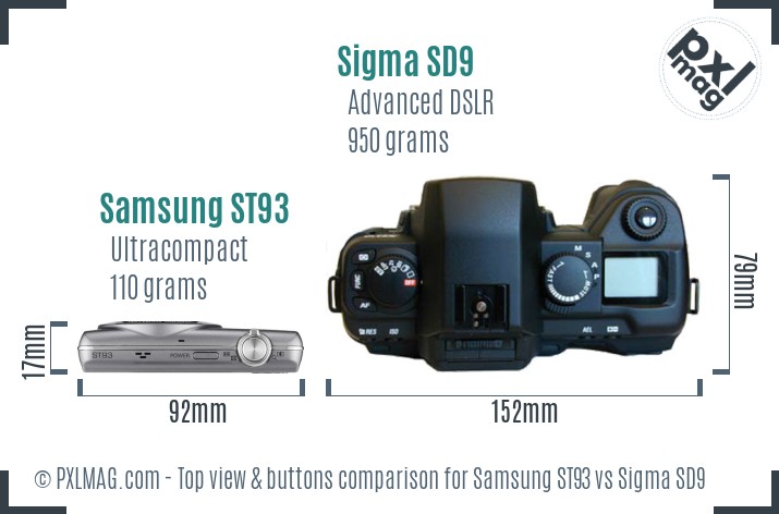 Samsung ST93 vs Sigma SD9 top view buttons comparison