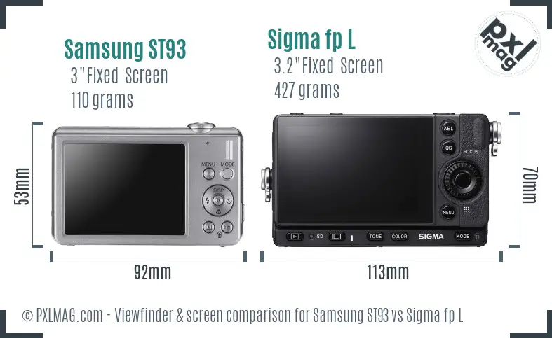 Samsung ST93 vs Sigma fp L Screen and Viewfinder comparison