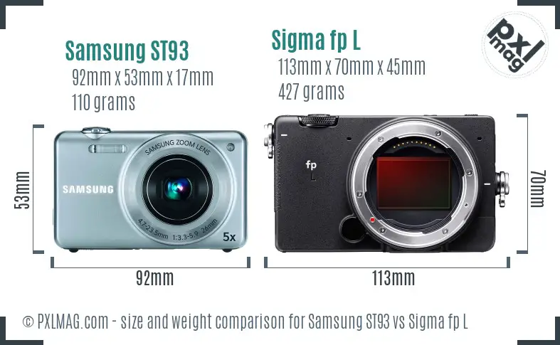 Samsung ST93 vs Sigma fp L size comparison