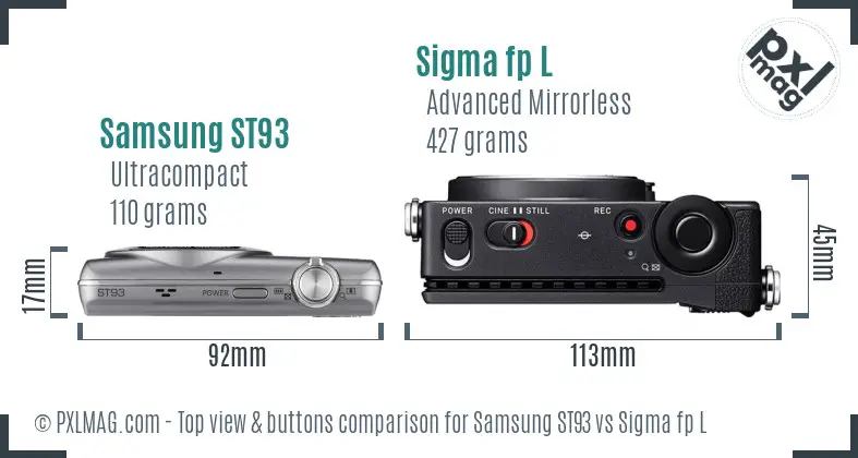 Samsung ST93 vs Sigma fp L top view buttons comparison