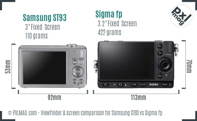 Samsung ST93 vs Sigma fp Screen and Viewfinder comparison