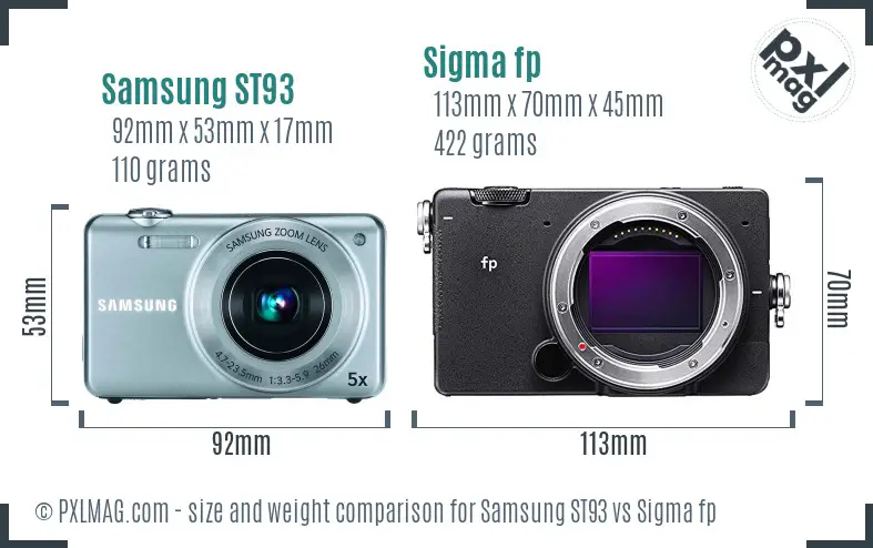 Samsung ST93 vs Sigma fp size comparison