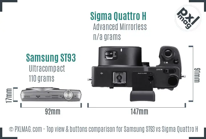 Samsung ST93 vs Sigma Quattro H top view buttons comparison Samsung ST93 vs Sigma Quattro H top view buttons comparison