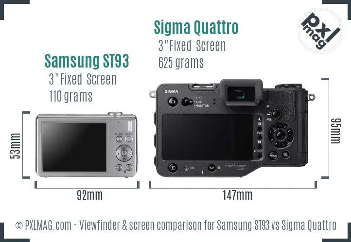 Samsung ST93 vs Sigma Quattro Screen and Viewfinder comparison