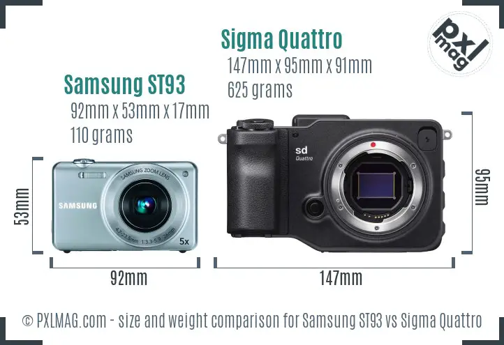 Samsung ST93 vs Sigma Quattro size comparison