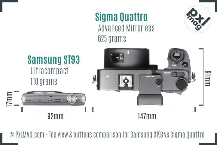 Samsung ST93 vs Sigma Quattro top view buttons comparison