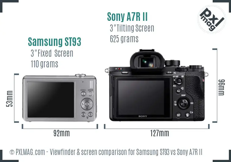Samsung ST93 vs Sony A7R II Screen and Viewfinder comparison