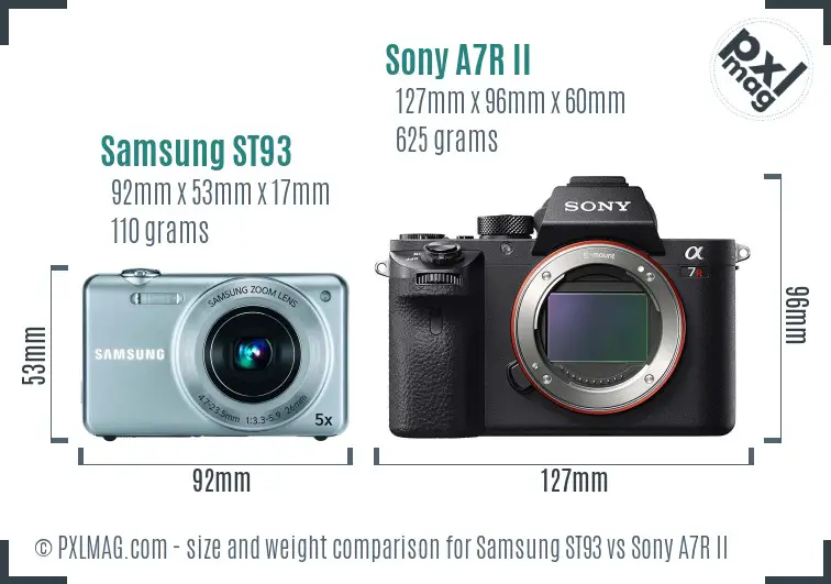 Samsung ST93 vs Sony A7R II size comparison
