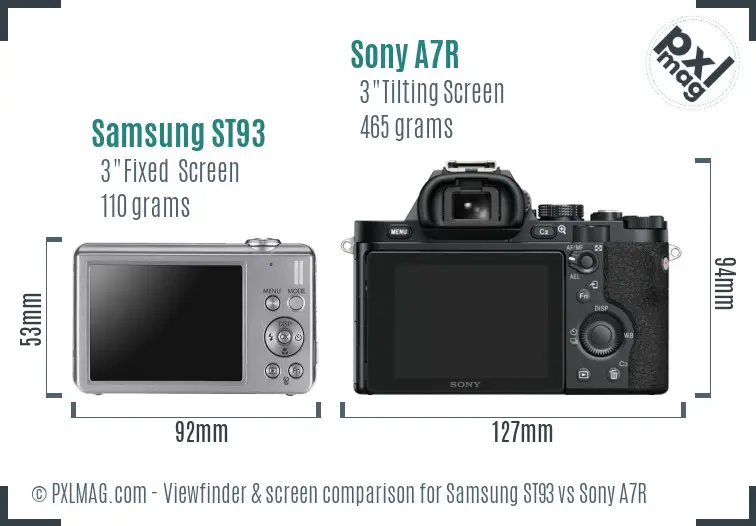 Samsung ST93 vs Sony A7R Screen and Viewfinder comparison