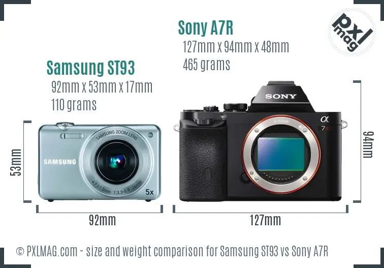 Samsung ST93 vs Sony A7R size comparison