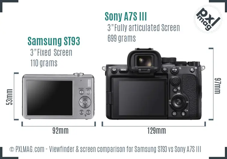 Samsung ST93 vs Sony A7S III Screen and Viewfinder comparison