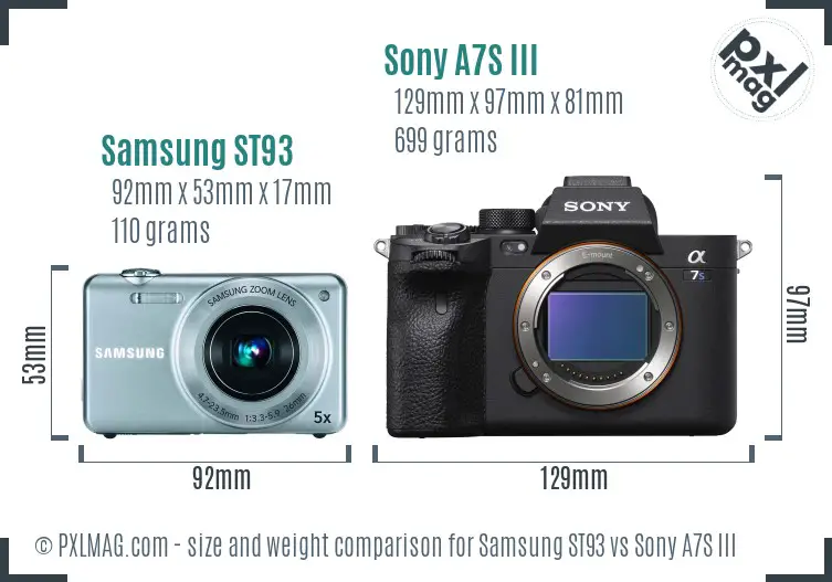 Samsung ST93 vs Sony A7S III size comparison