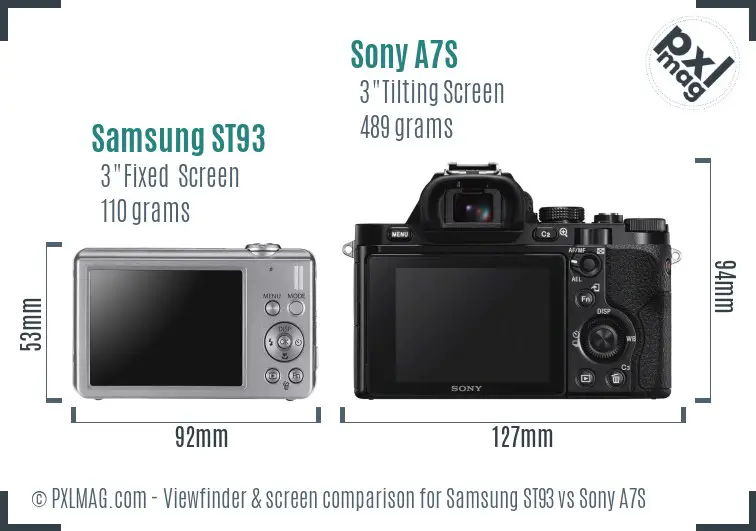 Samsung ST93 vs Sony A7S Screen and Viewfinder comparison