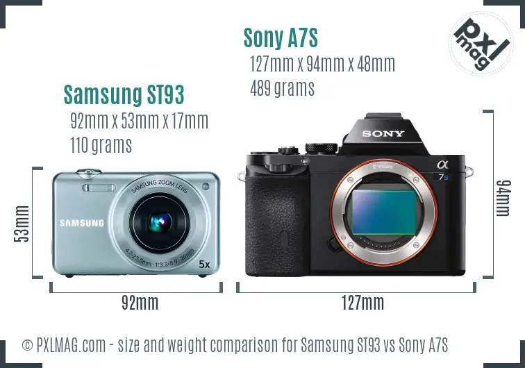 Samsung ST93 vs Sony A7S size comparison